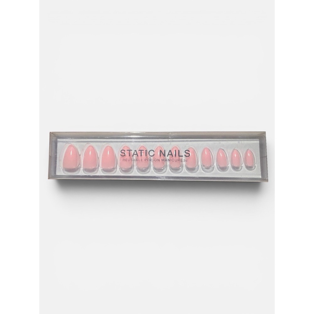 Static Nails Reusable Pop-On Manicure Delicate Pink Short Almond 32 Nails New